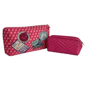 Estee Lauder Pink Patterned Pouch set of 2